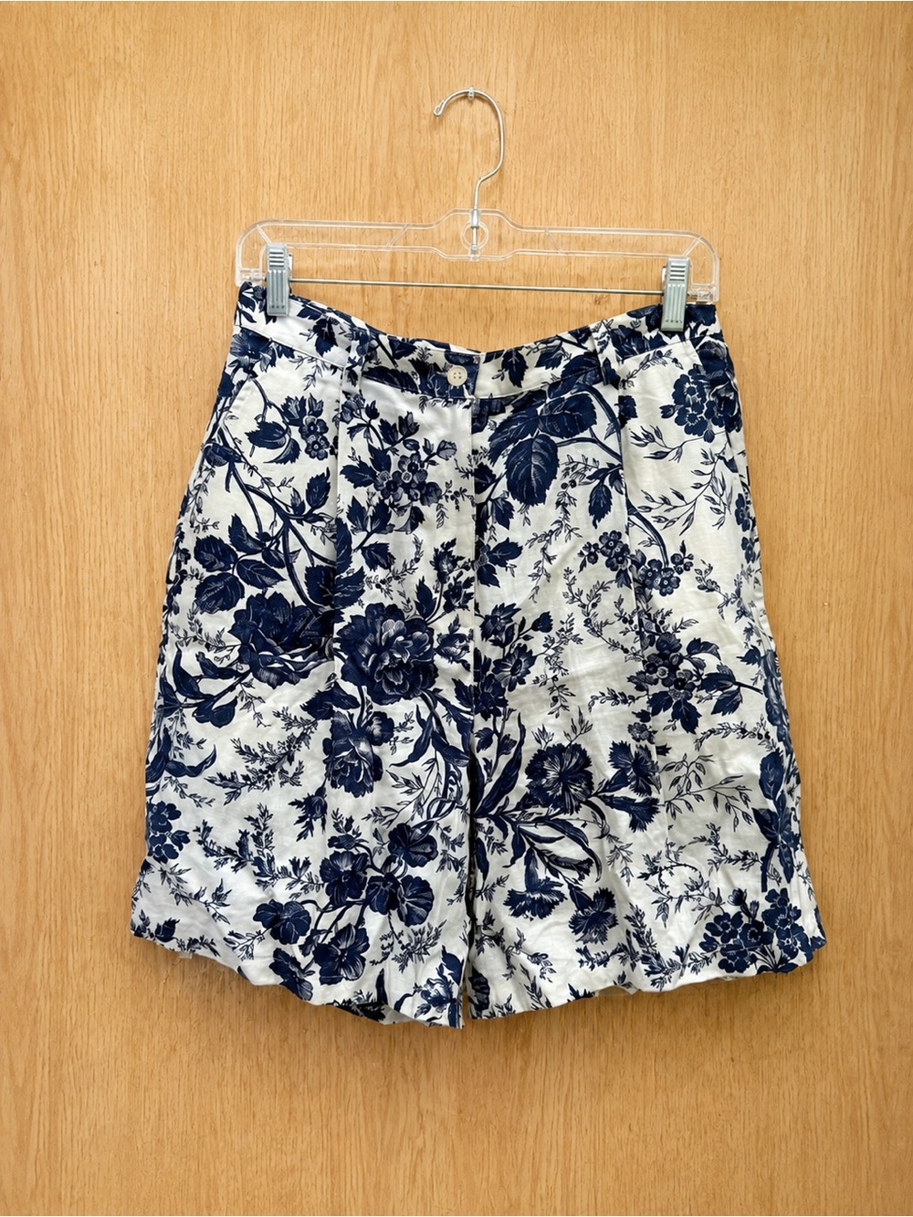 Lauren Ralph Lauren Women's Bermuda Linen Shorts Size 10 French Toile Navy READ